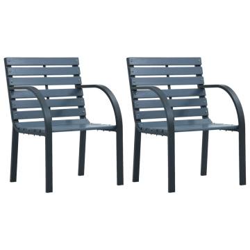 Garden Chairs 2 pcs Grey Solid Wood Fir & Steel - Hipomarket