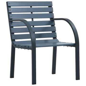 Garden Chairs 2 pcs Grey Solid Wood Fir & Steel - Hipomarket