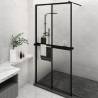 Walk-in Shower Wall with Shelf Black 118x190 cm ESG Glass&Aluminium Colour transparent Size 118 x 190 cm Model 2x2 grids 