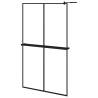 Stylish Walk-in Shower Wall with Shelf - 118x190 cm Black