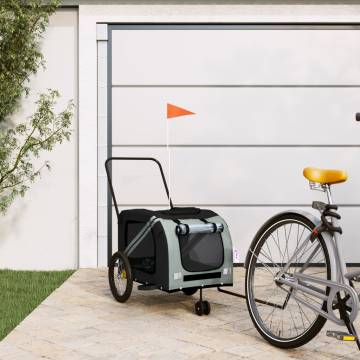 Durable Pet Bike Trailer - Grey & Black Oxford Fabric & Iron