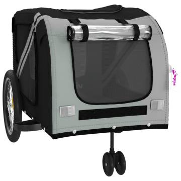 Durable Pet Bike Trailer - Grey & Black Oxford Fabric & Iron