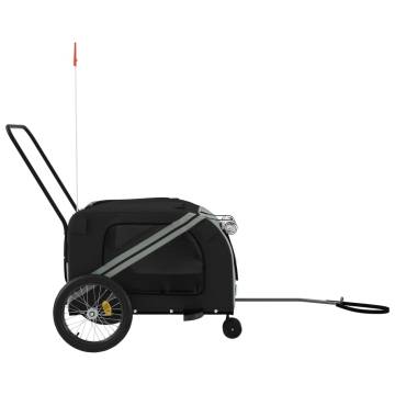 Durable Pet Bike Trailer - Grey & Black Oxford Fabric & Iron