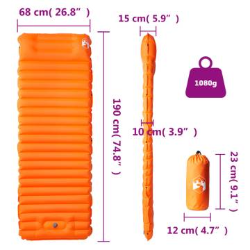 Self Inflating Camping Mattress with Pillow - 1-Person, Orange