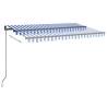 Manual Retractable Awning 450x350 cm - Blue & White