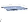 Manual Retractable Awning 450x350 cm - Blue & White