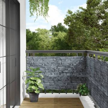 Garden Privacy Screen Ledge Stone Look Grey - 300x75 cm PVC