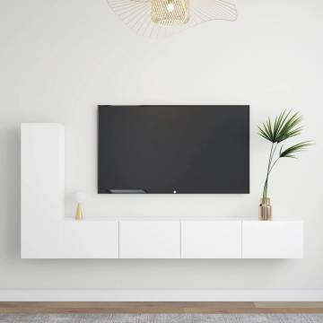 3 Piece TV Cabinet Set - White Engineered Wood | HipoMarket