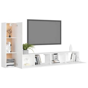 3 Piece TV Cabinet Set - White Engineered Wood | HipoMarket