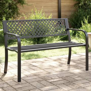 Stylish Black Steel Garden Bench - 119 cm | HipoMarket