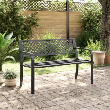 Stylish Black Steel Garden Bench - 119 cm | HipoMarket