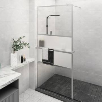 Walk-in Shower Wall with Shelf Chrome 100x195 cm | HipoMarket