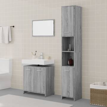 3 Piece Grey Sonoma Bathroom Furniture Set - Stylish & Ample Storage