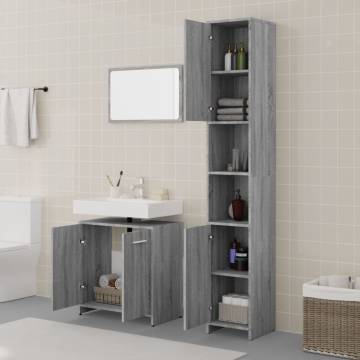 3 Piece Grey Sonoma Bathroom Furniture Set - Stylish & Ample Storage