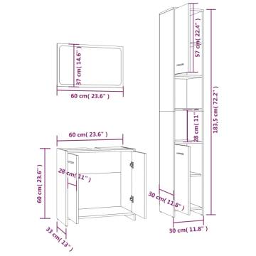 3 Piece Grey Sonoma Bathroom Furniture Set - Stylish & Ample Storage