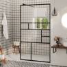 Walk-in Shower Wall with Clear ESG Glass 90x195 cm Black Colour black Size 90 x 195 cm 