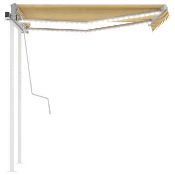 Manual Retractable Awning with LED - Yellow & White 3.5x2.5m