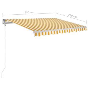 Manual Retractable Awning with LED - Yellow & White 3.5x2.5m