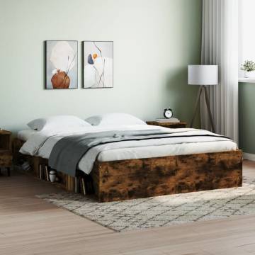 Smoked Oak Bed Frame 140x200 cm - Modern & Stylish Design