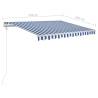 Manual Retractable Awning with LED - 3.5x2.5m Blue & White