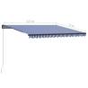 Manual Retractable Awning 450x300 cm - Blue & White | HipoMarket