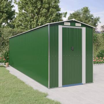 Durable Green Garden Shed - Galvanised Steel 192x689x223 cm