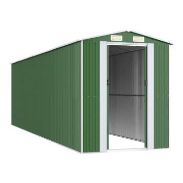 Durable Green Garden Shed - Galvanised Steel 192x689x223 cm