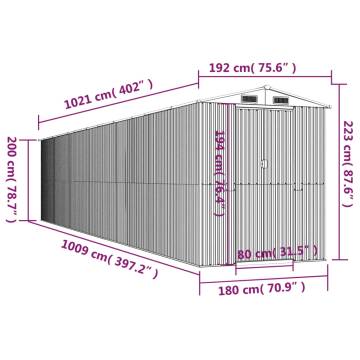 Anthracite Garden Shed 192x102x223 cm - Galvanised Steel