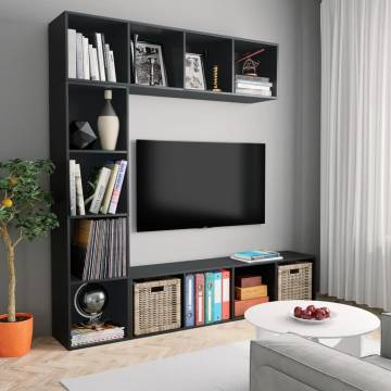 3 Piece Black Book/TV Cabinet Set | Stylish Storage Solution