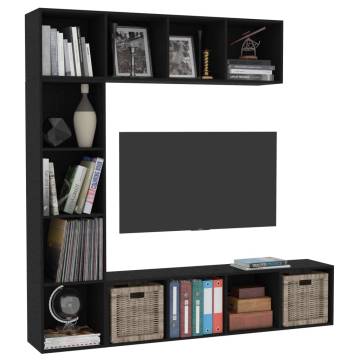 3 Piece Black Book/TV Cabinet Set | Stylish Storage Solution