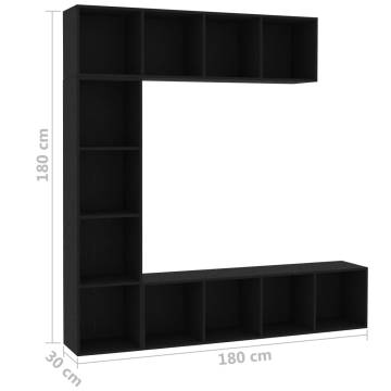 3 Piece Black Book/TV Cabinet Set | Stylish Storage Solution