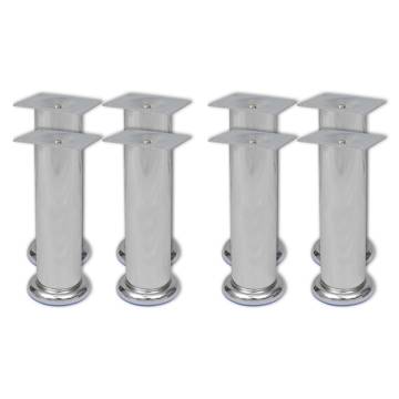 8 pcs Round Chrome Sofa Legs - Modern Replacement | Hipomarket