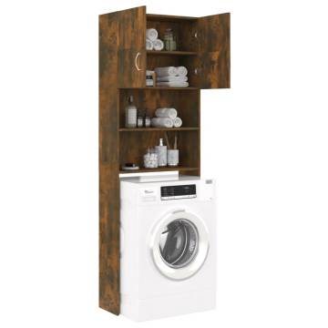 Washing Machine Cabinet - Smoked Oak Storage Solution