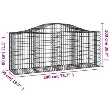 Arched Gabion Baskets 5 pcs - 200x50x80/100 cm Galvanised Iron