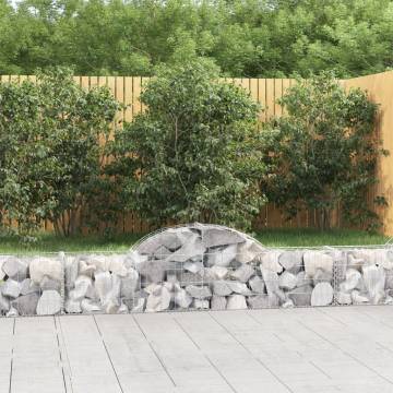 Arched Gabion Baskets - 3 pcs Galvanised Iron | HipoMarket