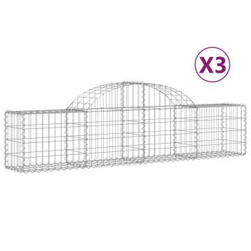 Arched Gabion Baskets - 3 pcs Galvanised Iron | HipoMarket