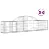 Arched Gabion Baskets - 3 pcs Galvanised Iron | HipoMarket