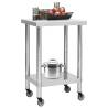 Kitchen Work Table with Wheels - Stainless Steel 60x60 cm