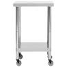 Kitchen Work Table with Wheels - Stainless Steel 60x60 cm