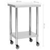 Kitchen Work Table with Wheels - Stainless Steel 60x60 cm