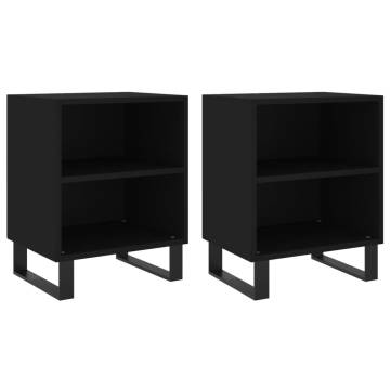 Elegant Black Bedside Cabinets - Set of 2 | Hipomarket