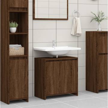 Stylish Brown Oak Bathroom Cabinet - 60x33x61 cm