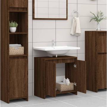 Stylish Brown Oak Bathroom Cabinet - 60x33x61 cm