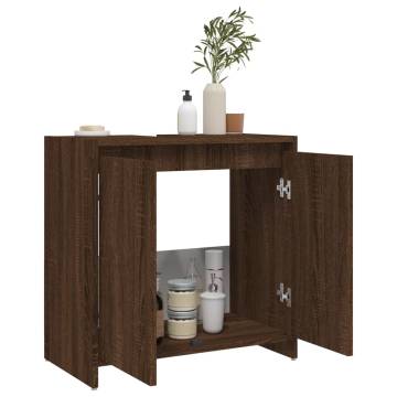 Stylish Brown Oak Bathroom Cabinet - 60x33x61 cm