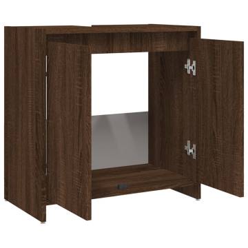 Stylish Brown Oak Bathroom Cabinet - 60x33x61 cm