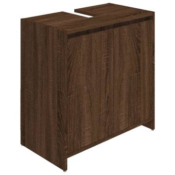 Stylish Brown Oak Bathroom Cabinet - 60x33x61 cm