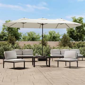 Double-Head Parasol Sand White 449x245 cm - Stylish Shade Solution