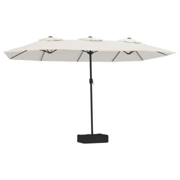 Double-Head Parasol Sand White 449x245 cm - Stylish Shade Solution