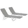 Folding Sun Loungers 2 pcs Steel and Fabric Grey Colour grey Quantity in Package 2 