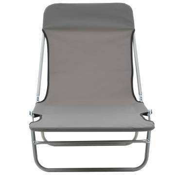 Folding Sun Loungers 2 pcs Steel and Fabric - Grey Comfort